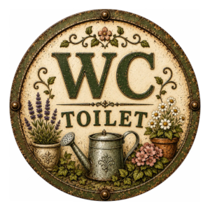 Placa Decorativa Wc Toilet  Tema Jardim | Estilo Retrô Flor Wc Toilet Jardim