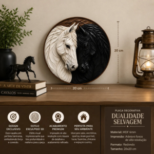 Placa Decorativa Dualidade Selvagem Efeito Esculpido Cavalos Dualidade Selvagem Estilo