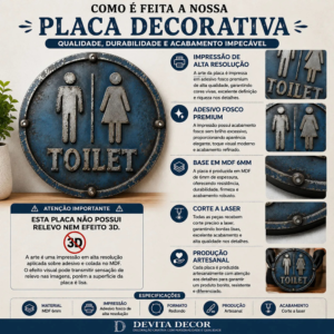 Placa Decorativa Toilet Envelhecida Vintage Banheiro Mdf 2d Toilet Retro 2
