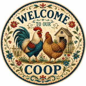 Placa Decorativa Welcome To Our Coop Estilo Farmhouse Vintag Estilo Farmhouse Vintage