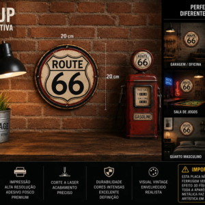 Placa Decorativa Route 66 Vintage Estilo Retrô Americano Mdf Route 66