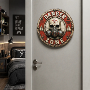 Placa Danger Zone Estilo Industrial Pós-apocalíptico Decor Danger Zone Estilo Industrial