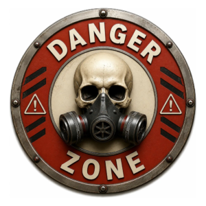 Placa Danger Zone Estilo Industrial Pós-apocalíptico Decor Danger Zone