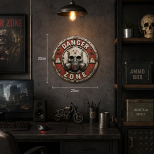 Placa Danger Zone Estilo Industrial Pós-apocalíptico Decor Danger Zone Estilo Industrial
