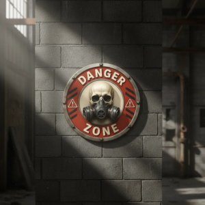Placa Danger Zone Estilo Industrial Pós-apocalíptico Decor Danger Zone