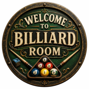 Placa Decorativa Bem-vindo À Sala De Sinuca Estilo Vintage Welcome To Billiard Room