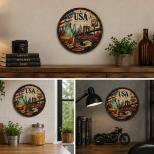 Placa Decorativa Estados Unidos Estátua Da Liberdade Cultura Eua