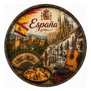 Placa Decorativa Mdf Espanha Sagrada Família Alhambra Paella Espanha