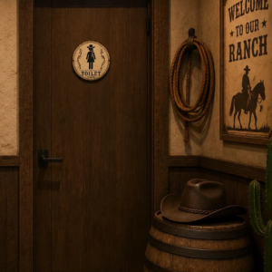 Placa Decorativa Country Toilet Banheiro Feminino
