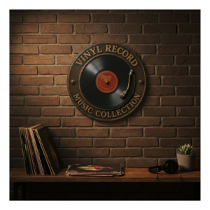 Placa Vinyl Record Music Collection Estilo Vintage Retrô Mdf Vinyl Record Music Retro
