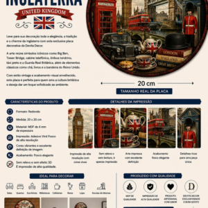 Placa Decorativa Inglaterra Big Ben Tower Bridge E Cultura Inglaterra