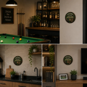 Placa Decorativa Redonda Bem-vindo À Sala De Jogos Mdf Bem-vindo À Sala De Jogos