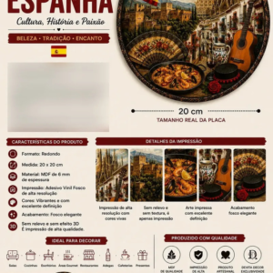 Placa Decorativa Mdf Espanha Sagrada Família Alhambra Paella Espanha