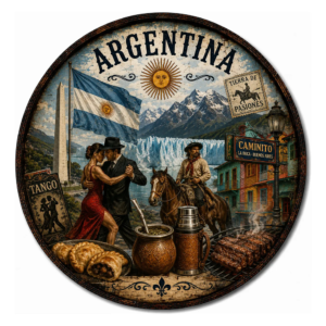 Placa Decorativa Argentina Tango Caminito Gaúcho Tradições Argentina