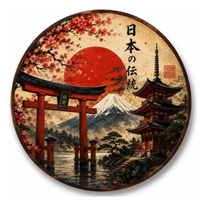 Placa Decorativa Mdf – Tradição Japonesa Monte Fuji Torii Tradição Japonesa