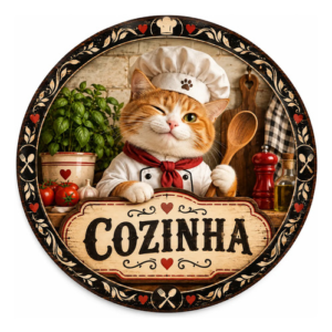Placa Decorativa Cozinha Gato Chef Mdf Divertido Gato Chef