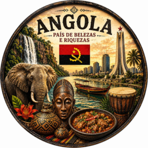 Placa Decorativa Redonda Angola Cultura, Tradição E Paisagem Angola