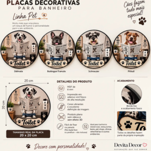 Placa Decorativa Redonda Toilet Cachorro Dog Pet Schnauzer