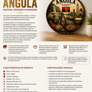 Placa Decorativa Redonda Angola Cultura, Tradição E Paisagem Angola