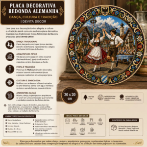 Placa Decorativa Redonda Alemanha Dança, Cultura E Tradição Dança Alemã