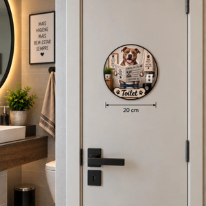 Placa Decorativa Redonda Toilet Cachorro Dog Pet Pitbull