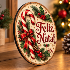 Placa Decorativa Mdf Feliz Natal Vintage Merry Christmas Feliz Natal