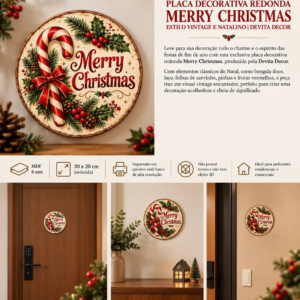Placa Decorativa Mdf Merry Christmas Vintage
