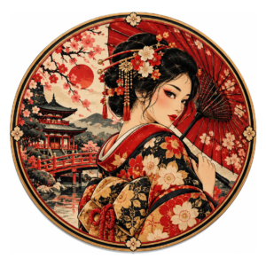 Placa Decorativa Gueixa Tradicional Japonesa Impressão Uv Gueixa Tradicional Japonesa