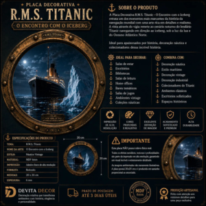 Placa Decorativa R.m.s. Titanic O Encontro Com O Iceberg Mdf Mod.22 Banheiro