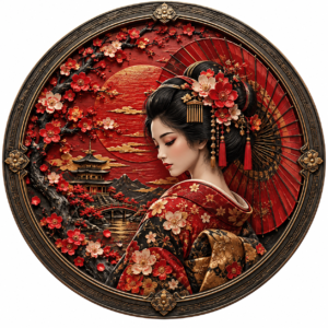 Placa Decorativa Gueixa Japonesa Mdf Uv | Devita Decor Gueixa Japonesa