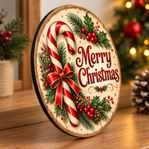 Placa Decorativa Mdf Merry Christmas Vintage