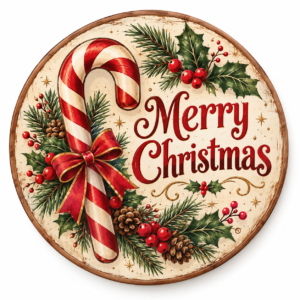 Placa Decorativa Mdf Merry Christmas Vintage